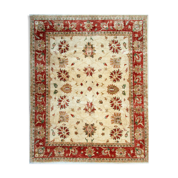 Handwoven cream wool ziegler rug traditional afghan carpet 198x249cm