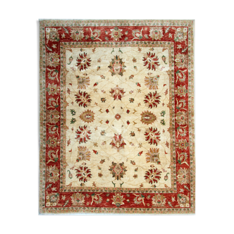 Handwoven cream wool ziegler rug traditional afghan carpet 198x249cm