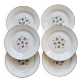 6 vintage Lunéville earthenware dessert plates – Christine pattern