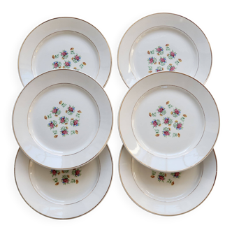 6 assiettes à dessert vintage faïence Lunéville – Modèle Christine