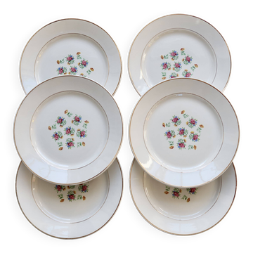6 vintage Lunéville earthenware dessert plates – Christine pattern