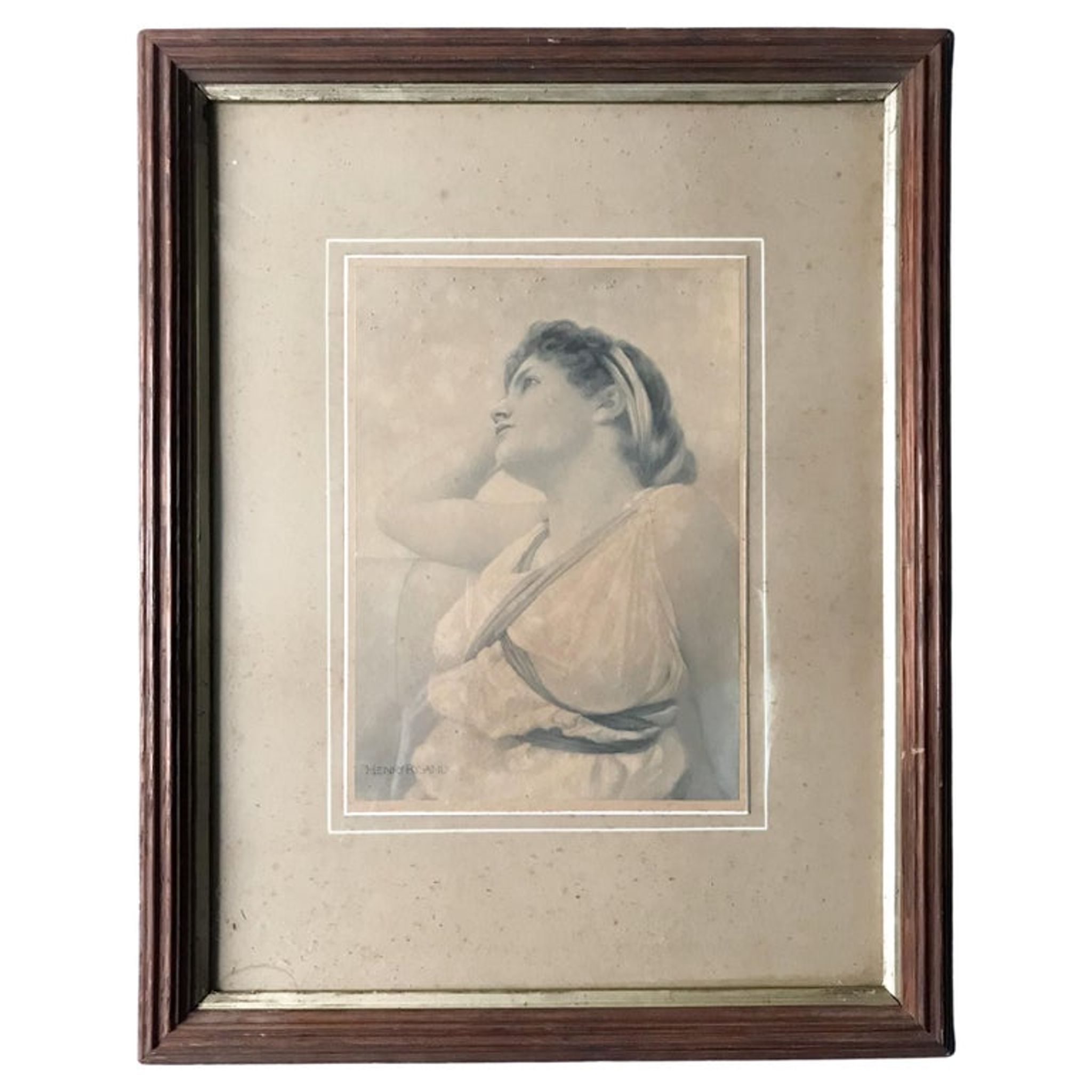 Henri Ryland, Portrait of a young woman, engraving, nineteenth century