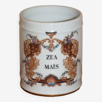 Petit pot de Pharmacie Zea Maïs en porcelaine de Couleuvre