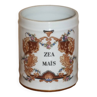 Petit pot de Pharmacie Zea Maïs en porcelaine de Couleuvre