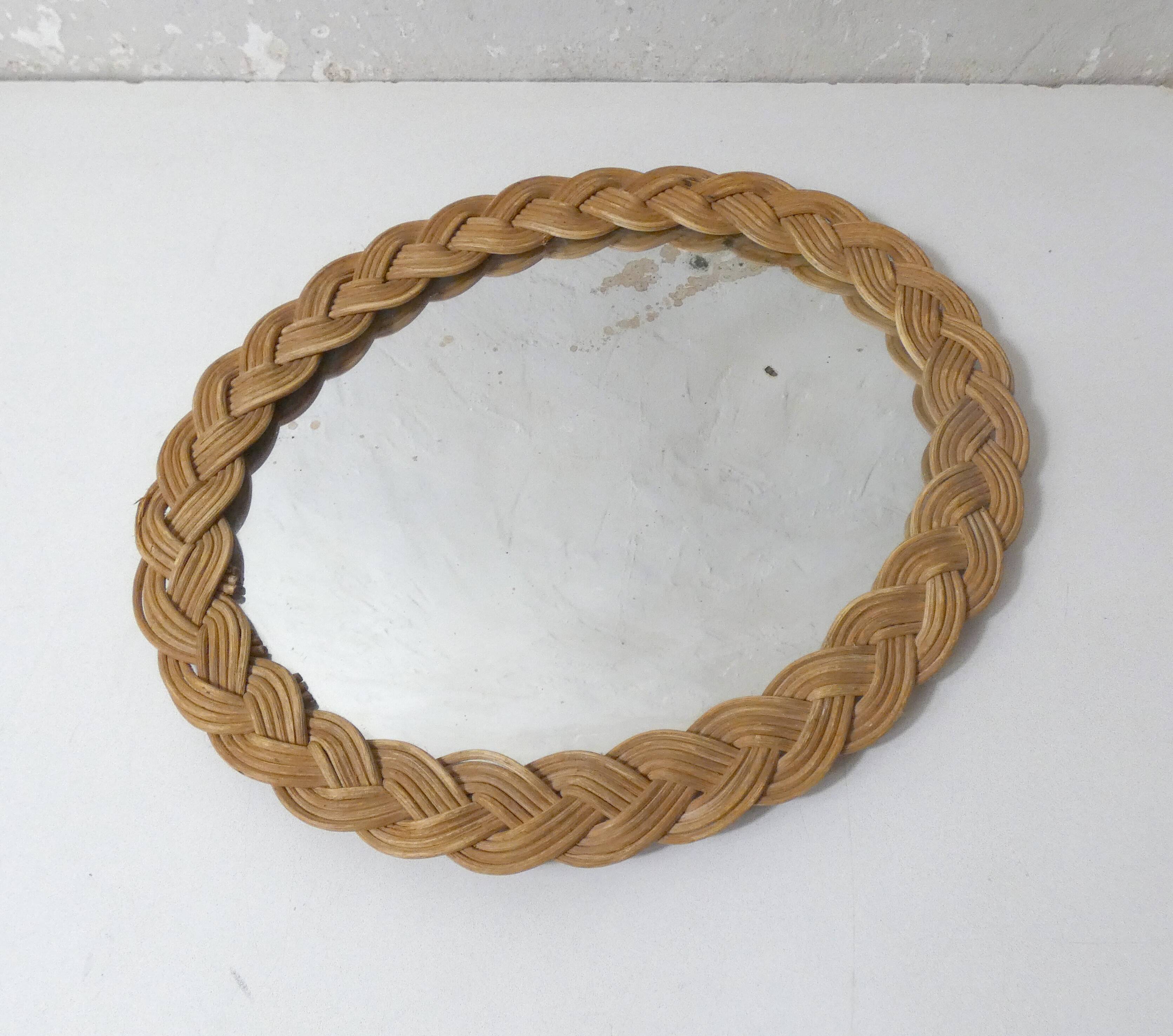 woven rattan mirror