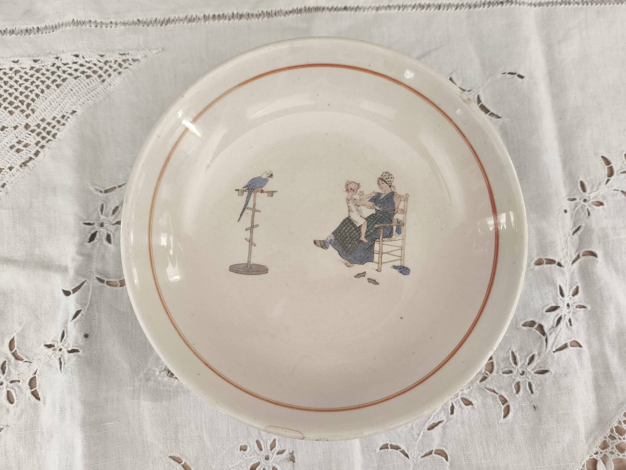 Old porridge plate Sarreguemines model Child Richard