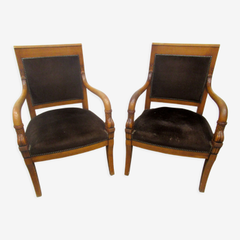 Pair of armchairs "with dolphins". Spirit nineteenth century.