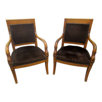 Pair of armchairs "with dolphins". Spirit nineteenth century.