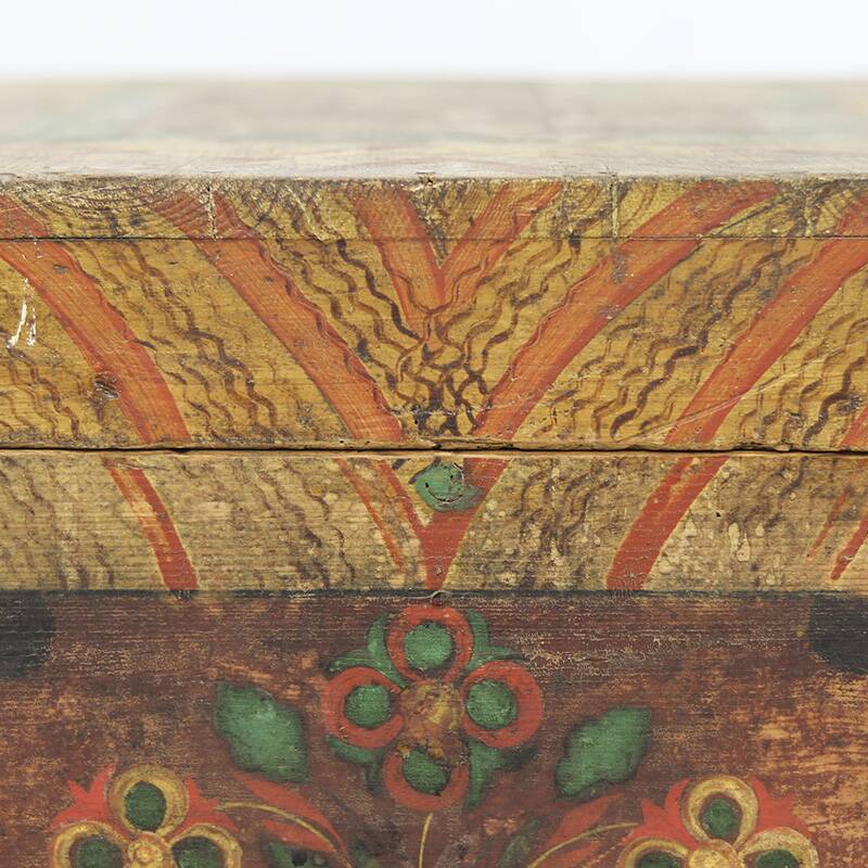 Antique Folk Art Painted bridal chest