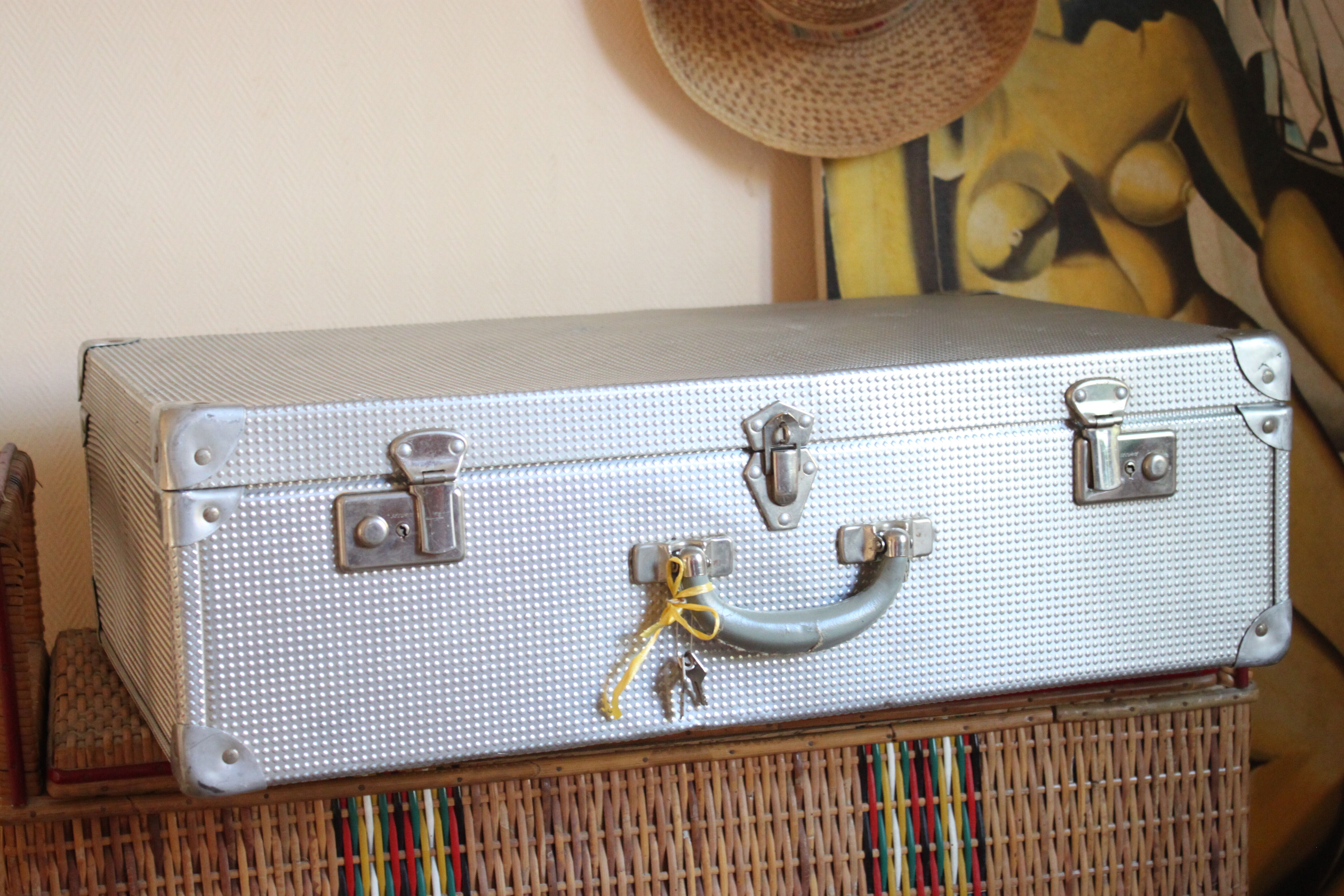 Old hammered metal suitcase