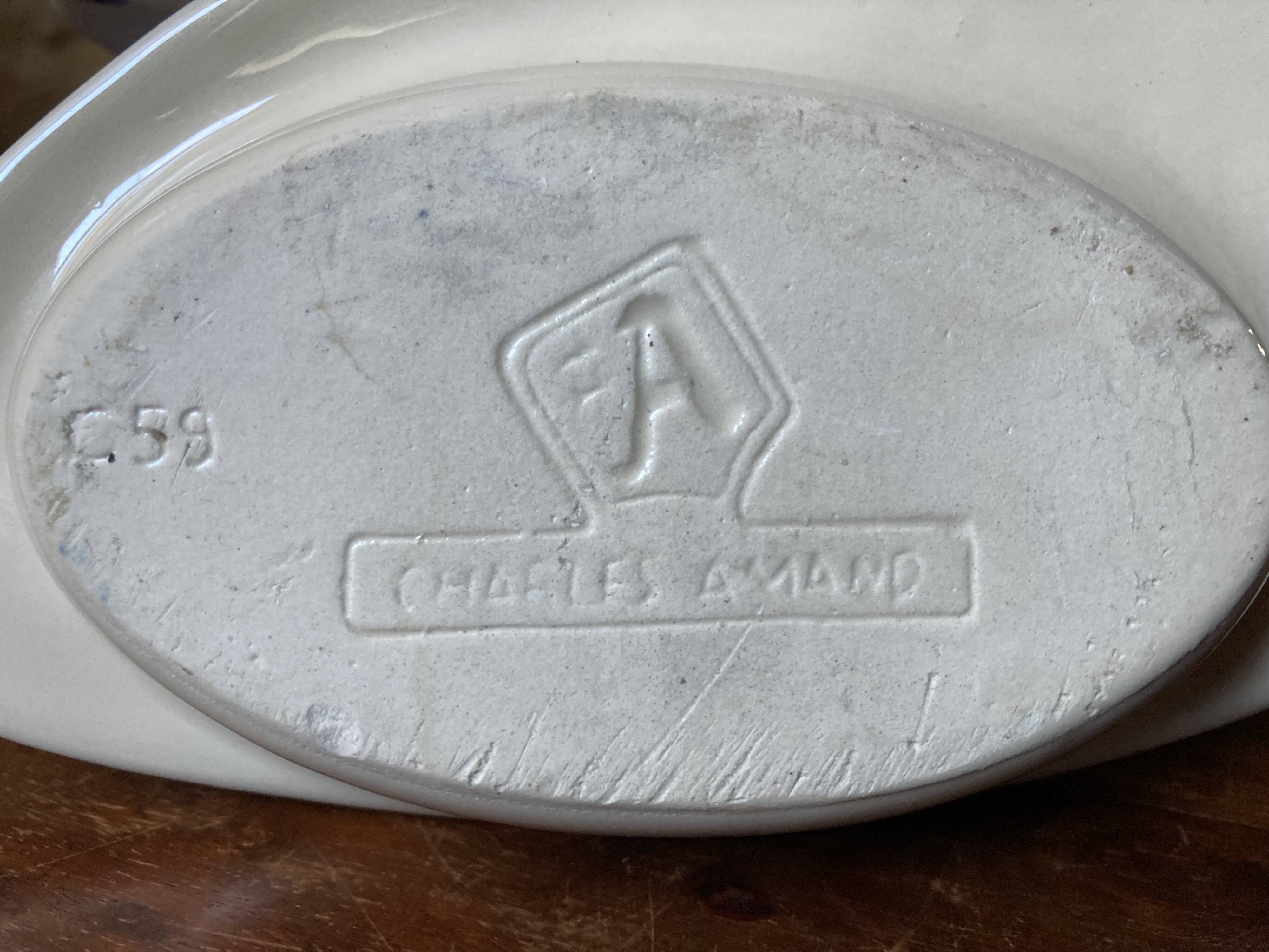 Ceramic fish ramekins signed Charles Amand