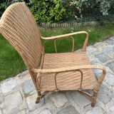 Vintage rattan and wicker armchair