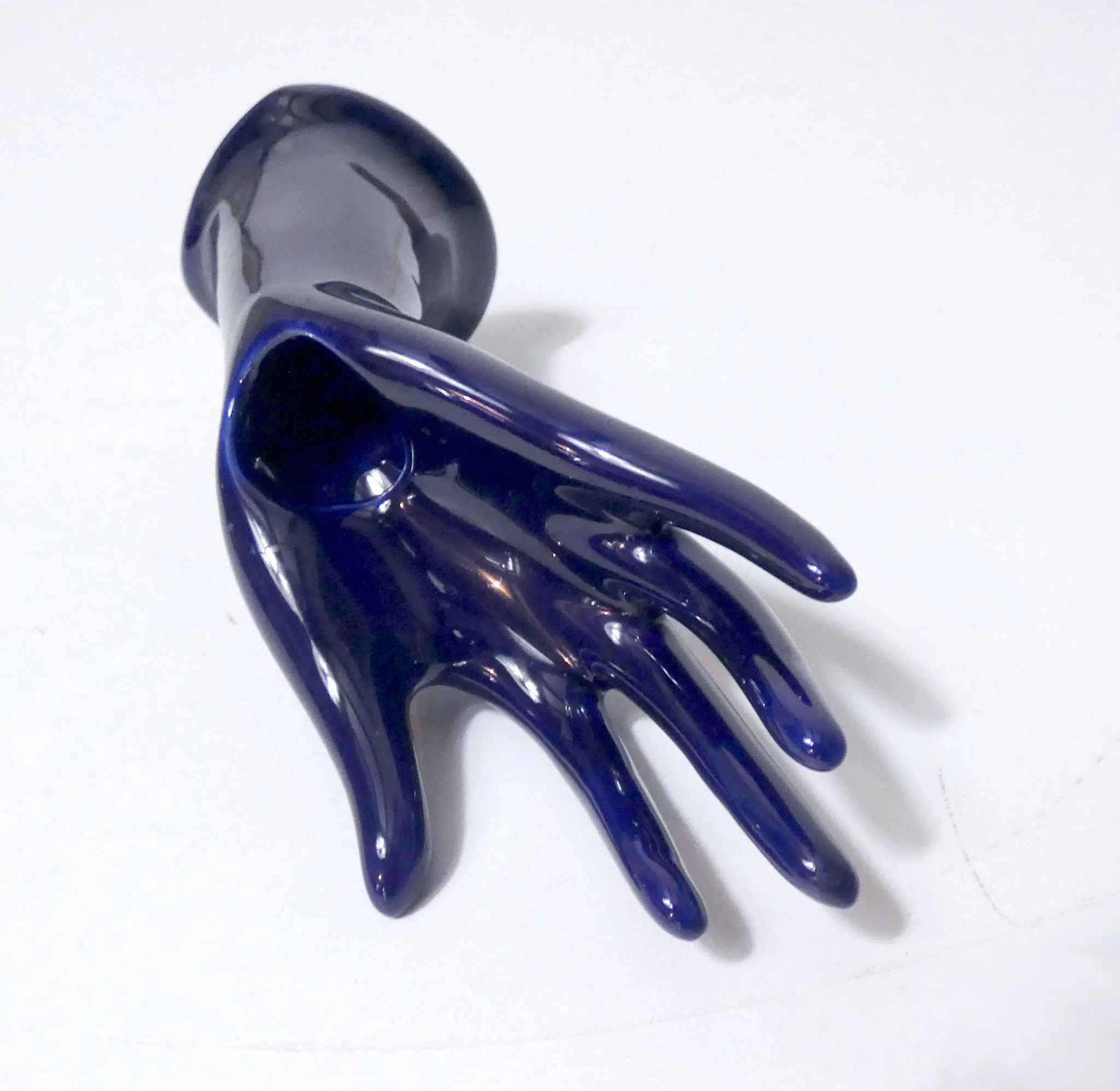 blue vintage ceramic ring holder vase jewellery stand