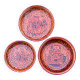 Lot de 3 plats ronds en laque rouge - Chine