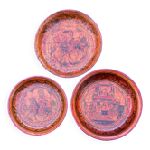 Lot de 3 plats ronds en laque rouge - Chine