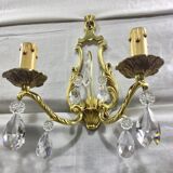 Pair of Wall Lamp Bronze And Crystal 2 Lights