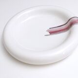 Round White Ceramic Catchall by Ambrogio Pozzi with Hand Painted Details, I