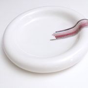 Round White Ceramic Catchall by Ambrogio Pozzi with Hand Painted Details, I