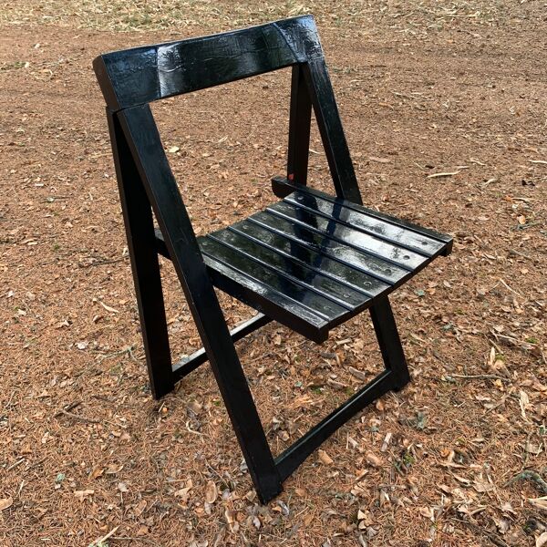 Chaise pliante noire, italy 1960s