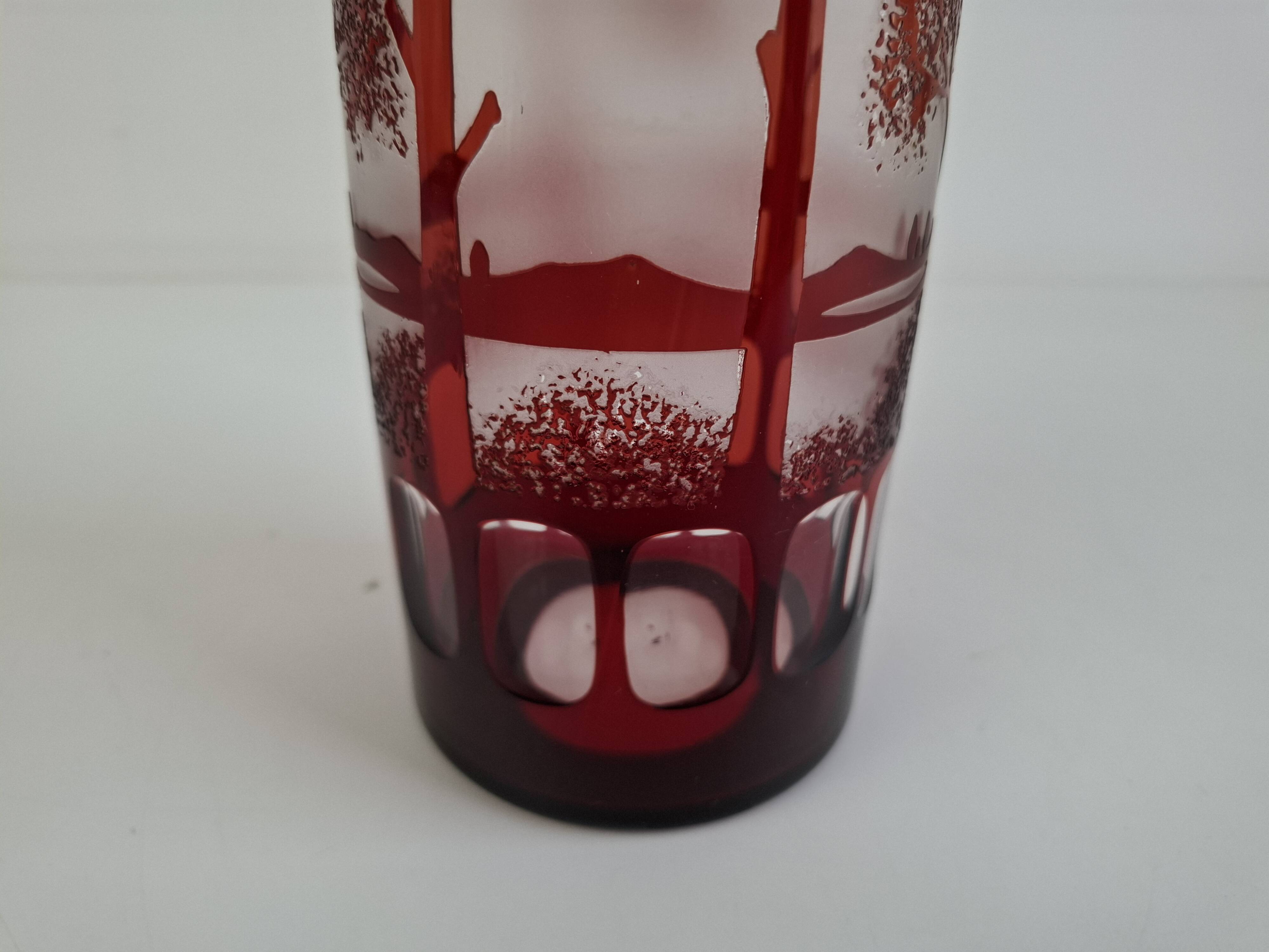 Egermann Art Deco Ruby Cut Overlay Vase, Czechoslovakia, circa 1920