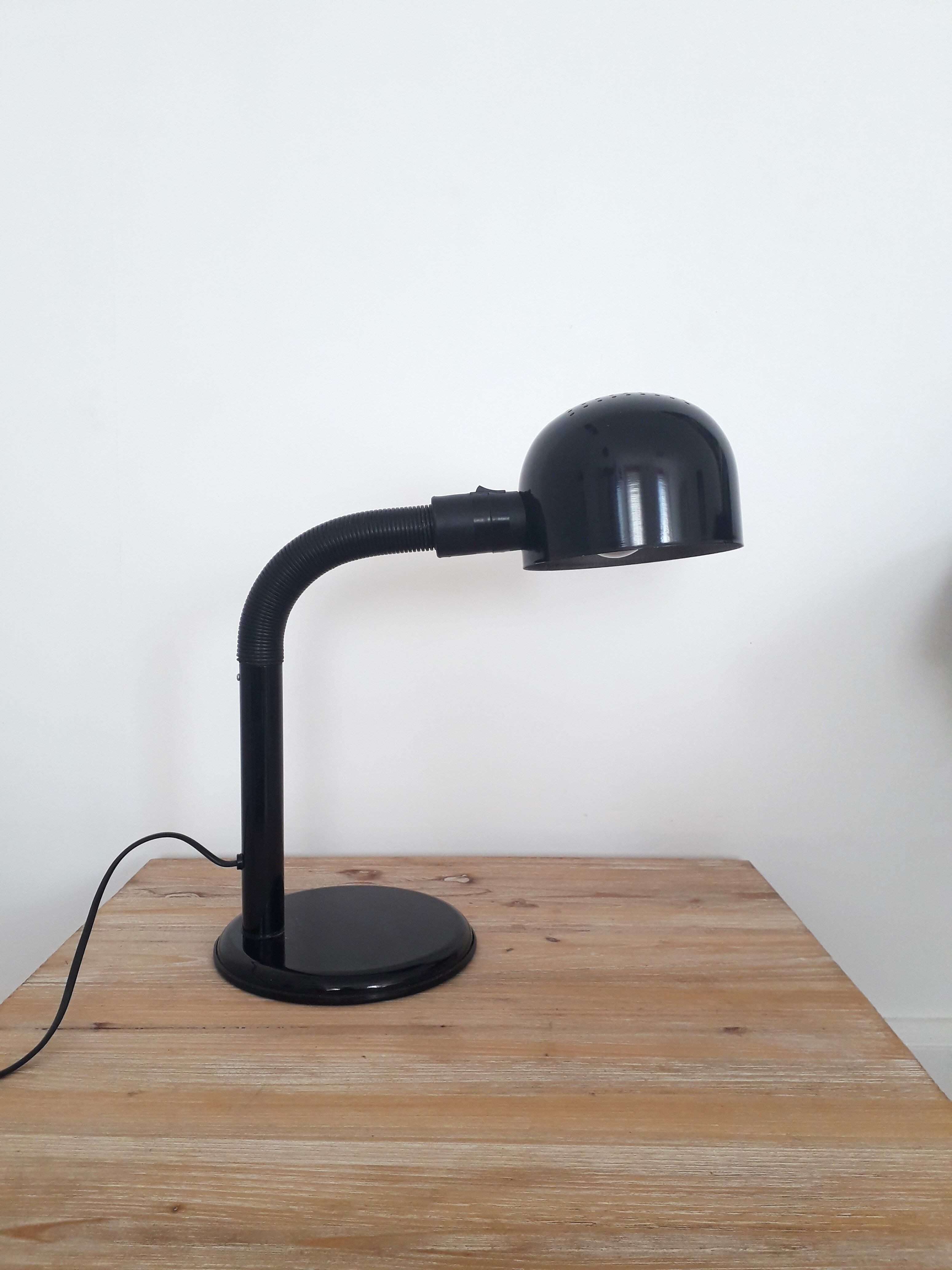 Vintage desk lamp-alda -sweden-typ 1+4a-black lacquered metal-1970