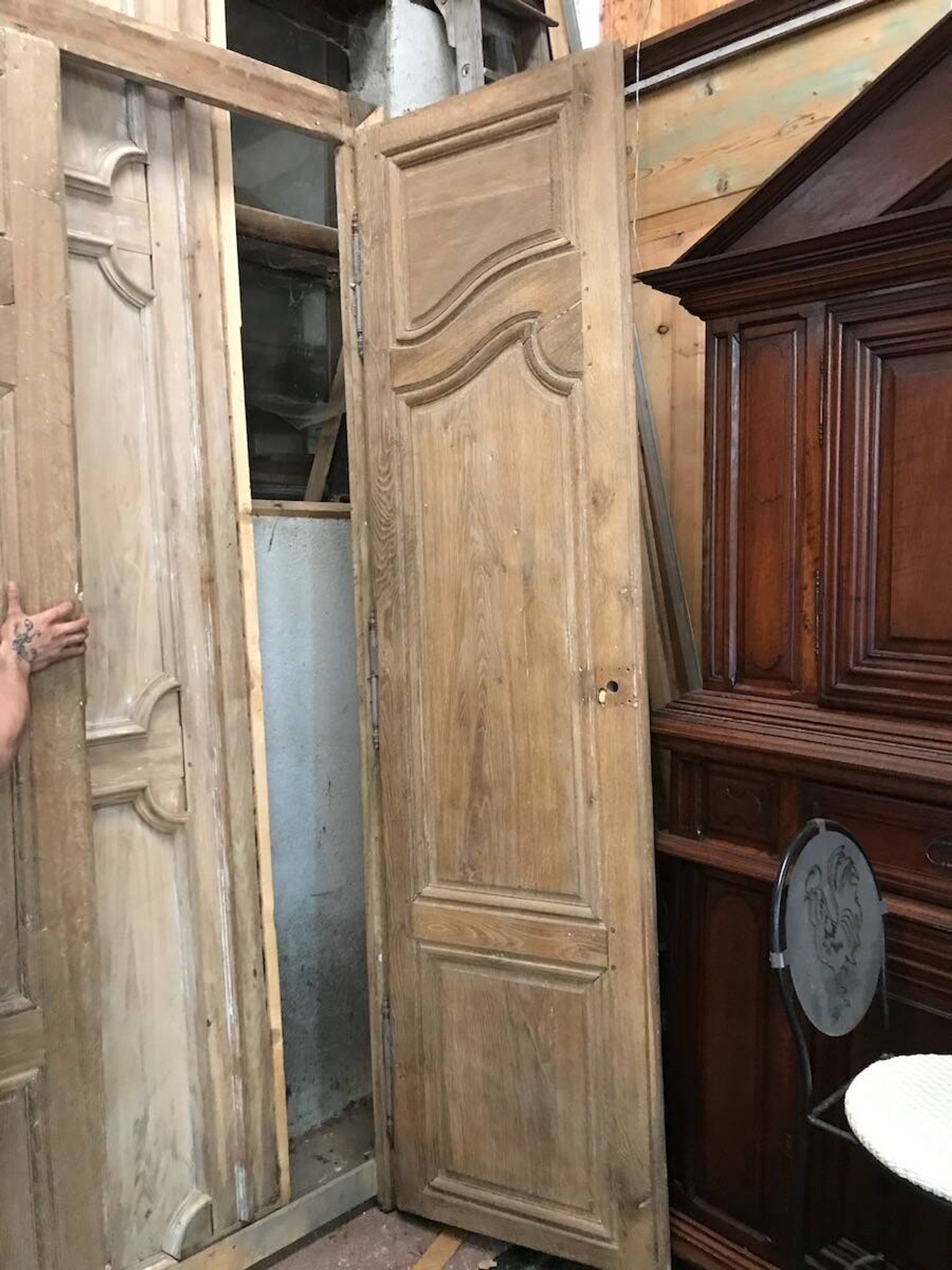 Paire de portes double face en chêne XVIIIème