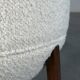 Totemo stool by forme, ivory dedar bouclé upholstery, walnut legs