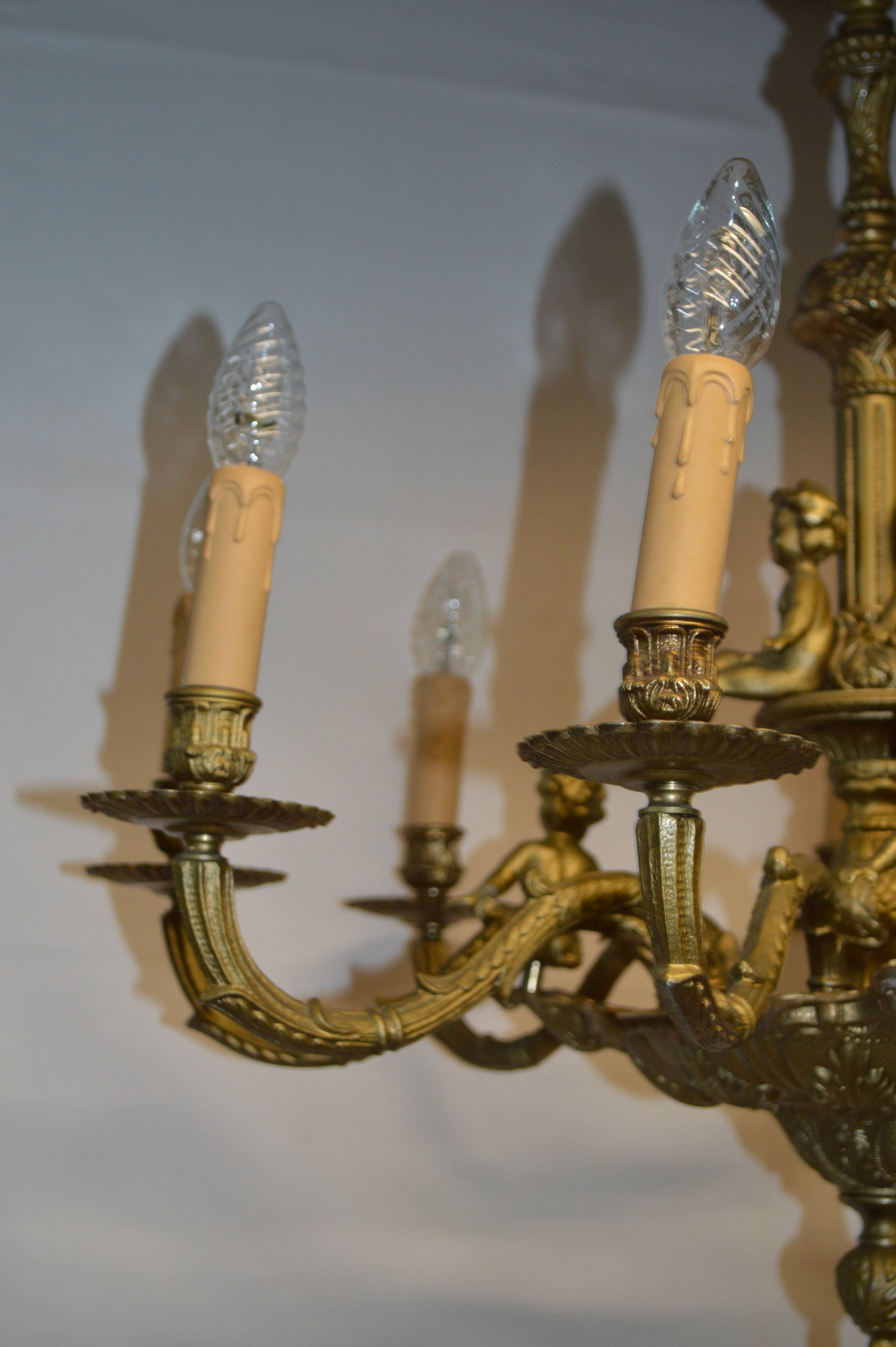Louis XV style chandelier in bronze
