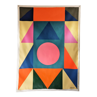 Painted tapestry - geometric pattern