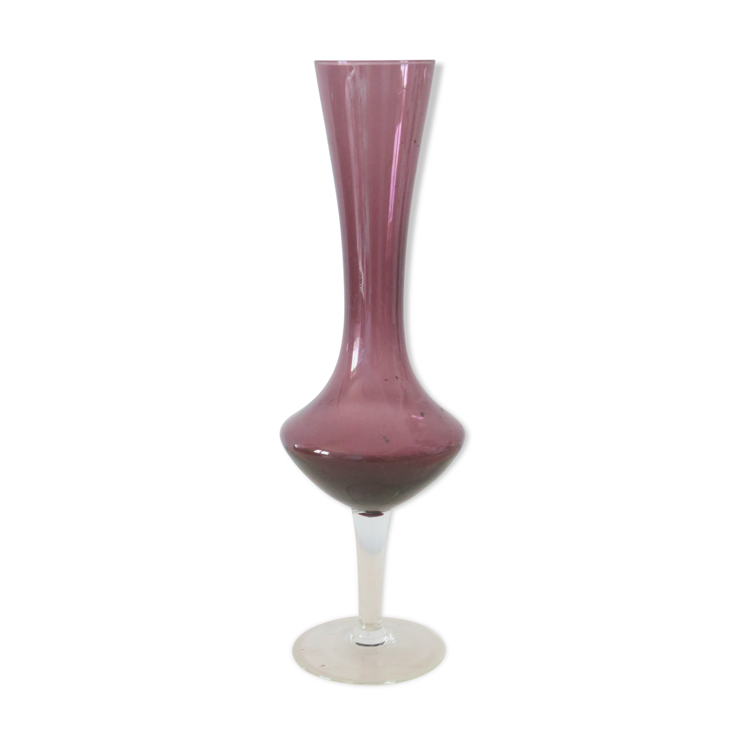 Vase in purple and transparent opaline, vintage