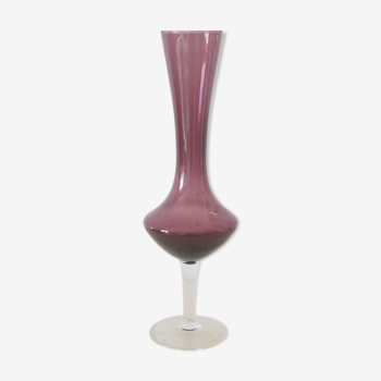 Vase in purple and transparent opaline, vintage
