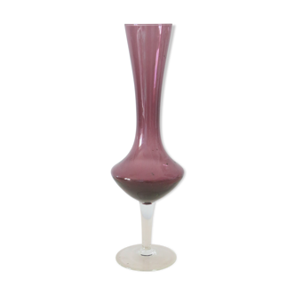 Vase in purple and transparent opaline, vintage