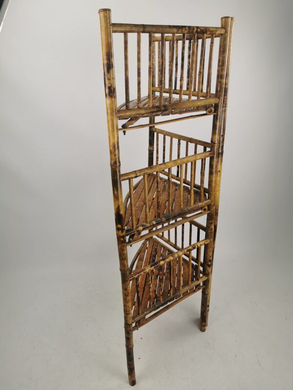 Meuble d'angle etagere vintage en bambou