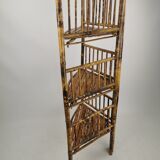 Vintage bamboo etagere corner cabinet