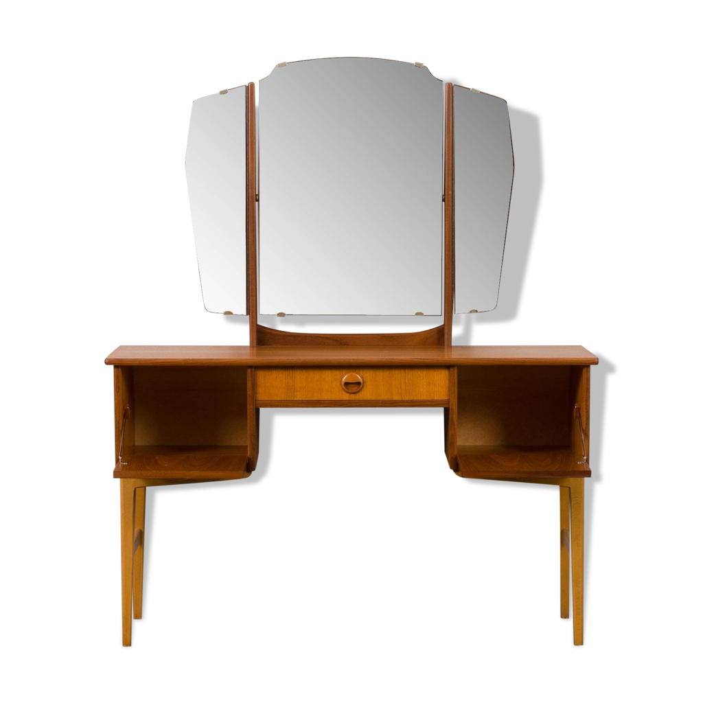IDMarket - Coiffeuse scandinave Lisa Miroir Rabattable Blanche