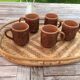 5 terracotta mugs