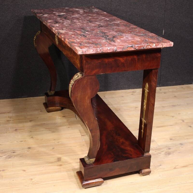 19th century Italian Empire style console table with marble top