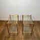 Pair of Side Tables with Two Brass and Glass Tops. Made in France.
