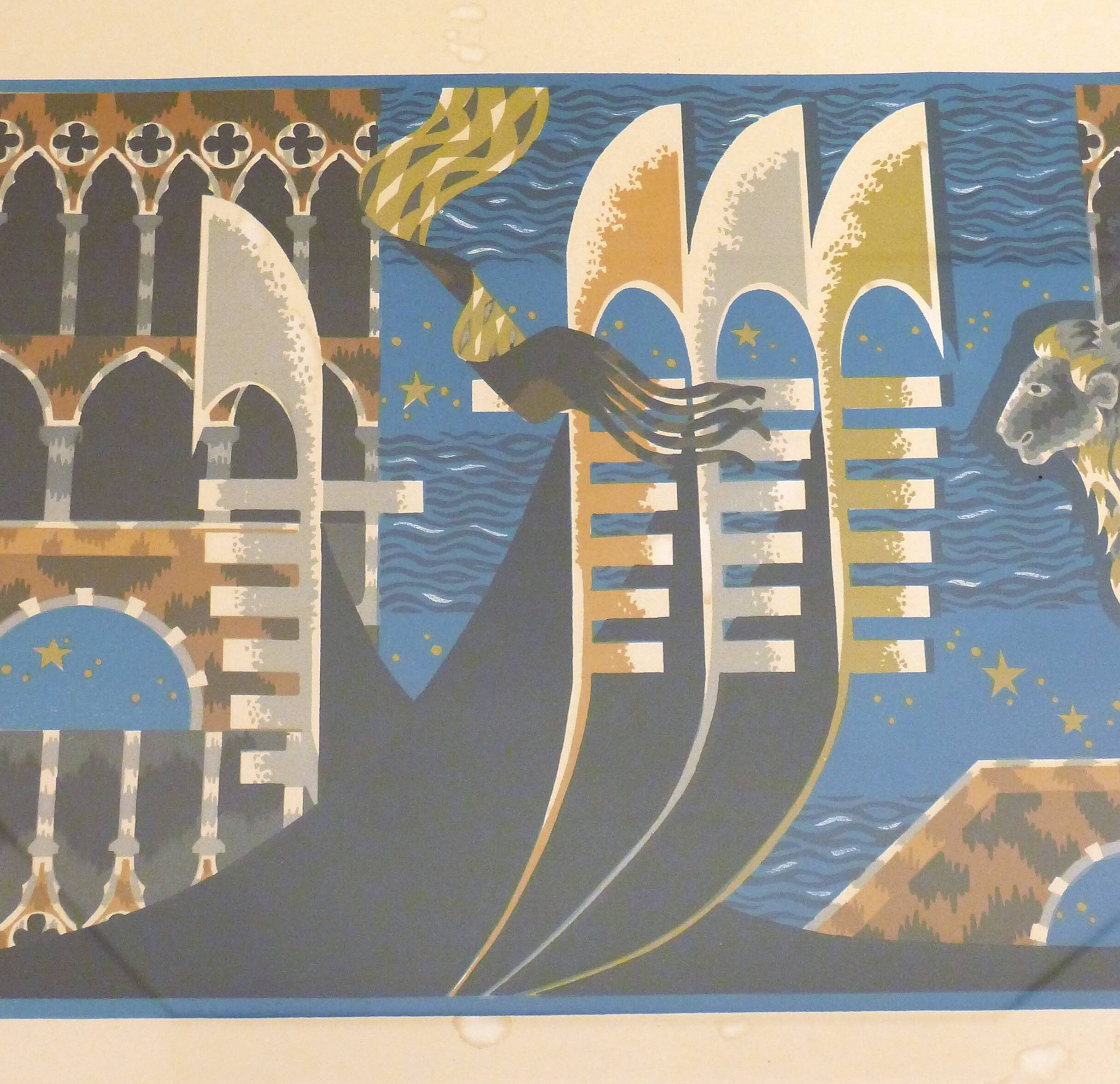 Lithograph Venezia signed J.Picart Le Doux 78cm x 57cm