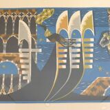 Lithograph Venezia signed J.Picart Le Doux 78cm x 57cm