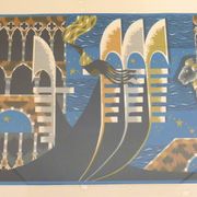 Lithograph Venezia signed J.Picart Le Doux 78cm x 57cm