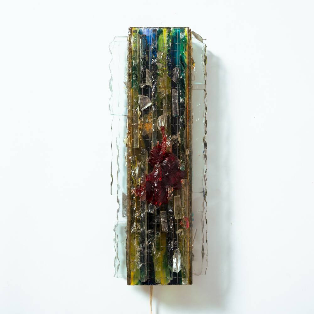 Dutch Brutalist glass wall sconce "Chartres" by Willem van Oyen for Raak, 1960s