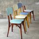 Set of 4 chairs bistro compass Boiclerc 1960 skai 4 colors