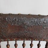 Ensemble de 3 chaises Renaissance en chêne et cuir gaufré, 19ème siècle, Belgique