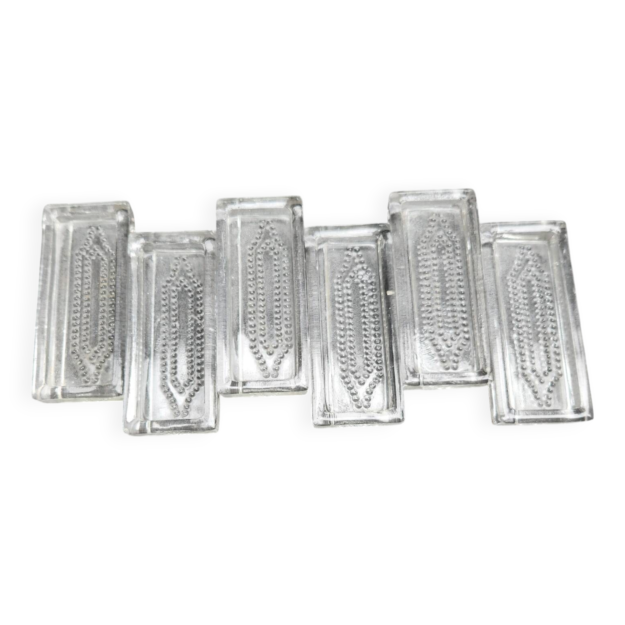Set of 6 chiseled glass knife holders