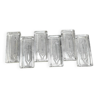 Lot de 6 porte couteaux en verre ciselé