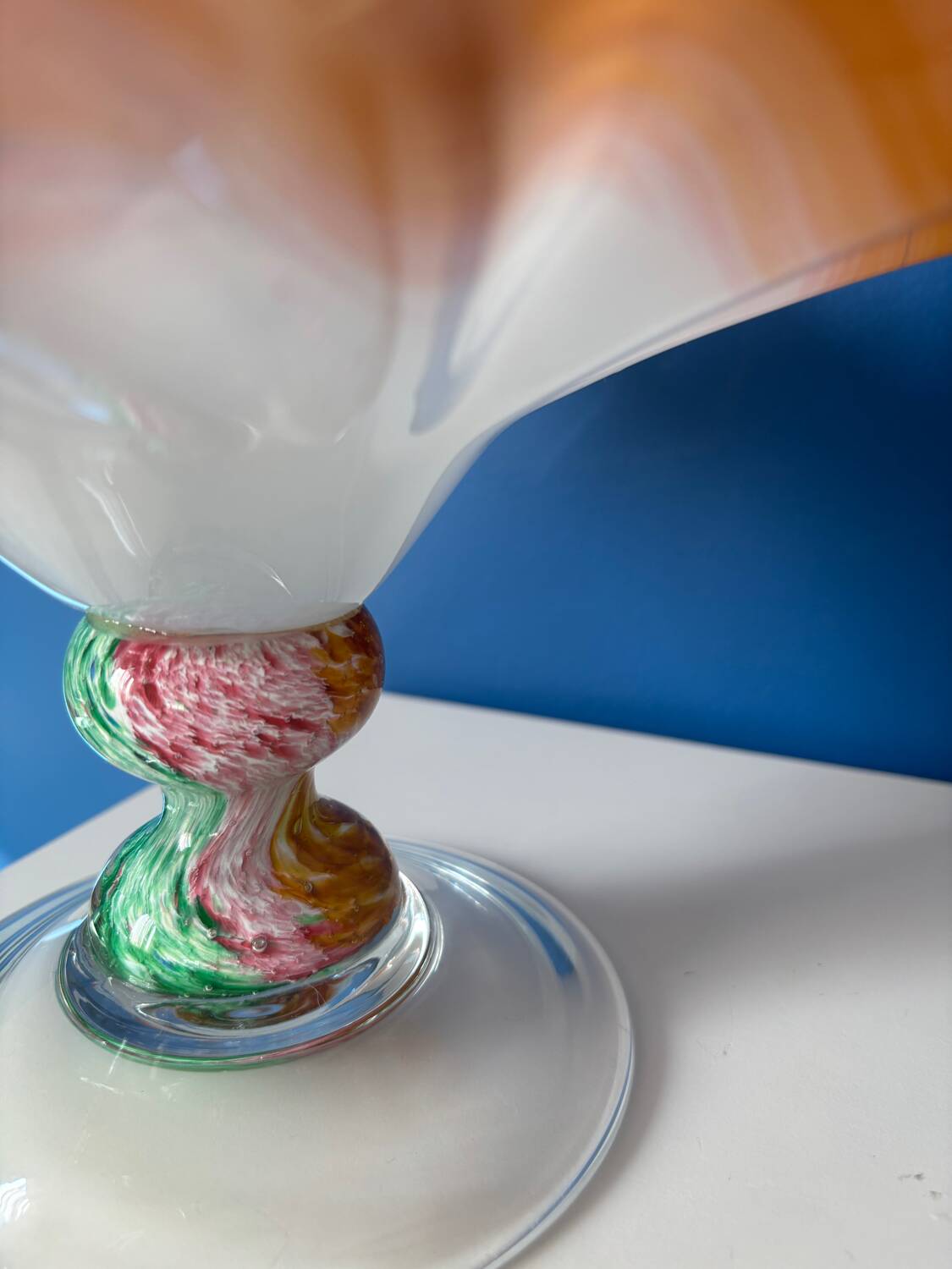 Vintage Murano glass wavy multicoloured centrepiece bowl