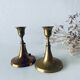Pair of brass cord candle holders