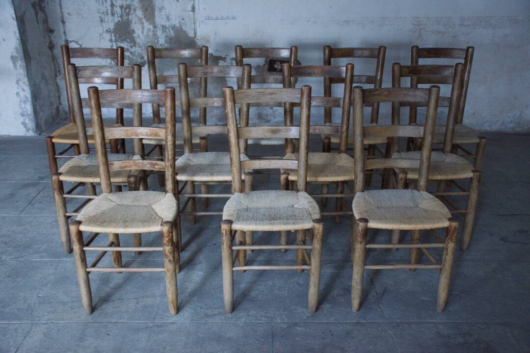 Lot of 12 Georges Robert mountain chairs - France 1960
