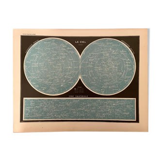 Lithograph engraving on the sky from 1897 (Astronomy Stars Milky Way)